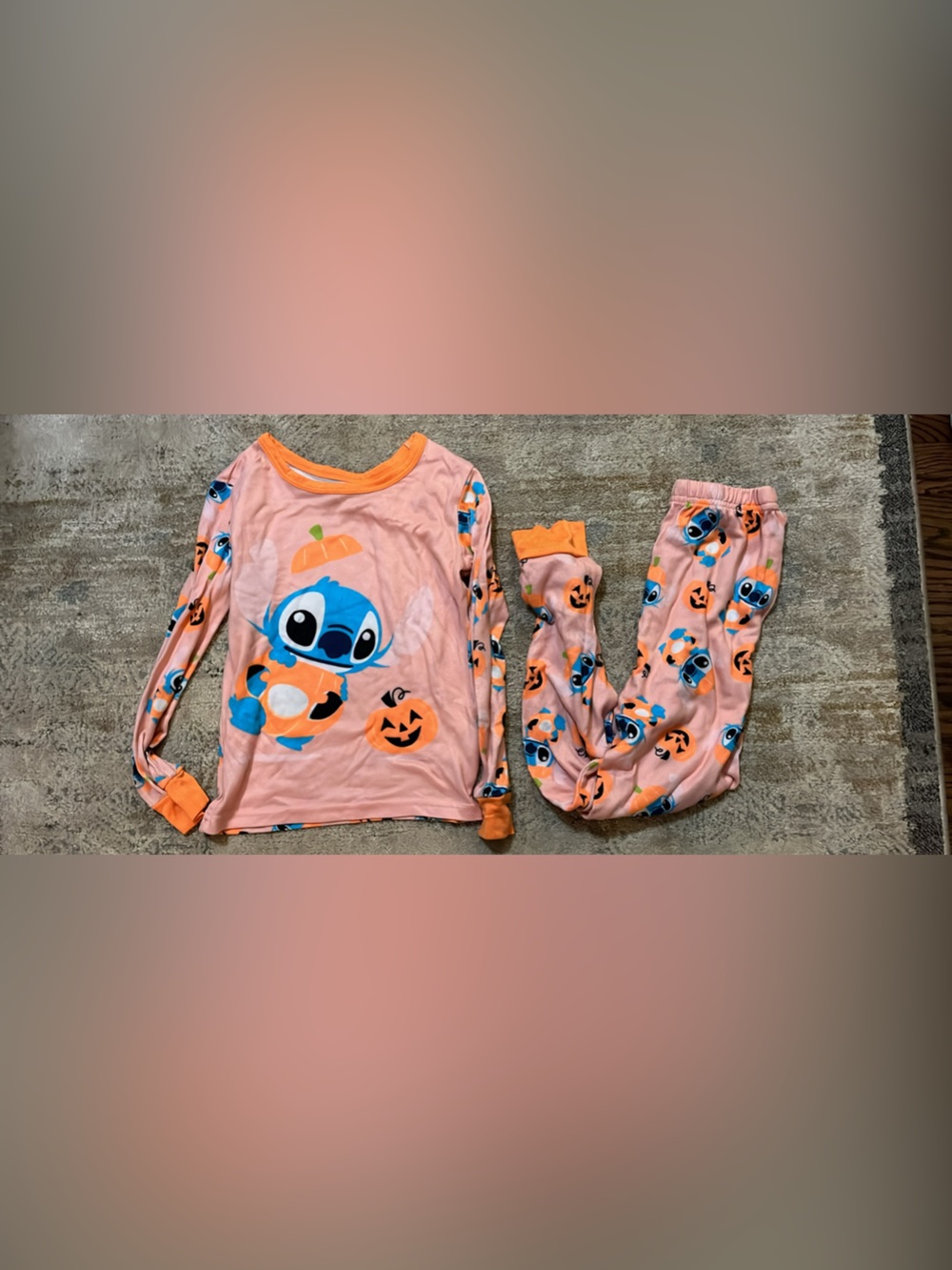 Disney Girls' Pink with Orange Pumpkin Accent Pajamas - Halloween